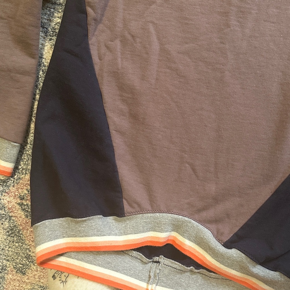 Brown and Navy with Orange accents Cotton Fleece Retro Sweatshirt - Picture 6 of 7